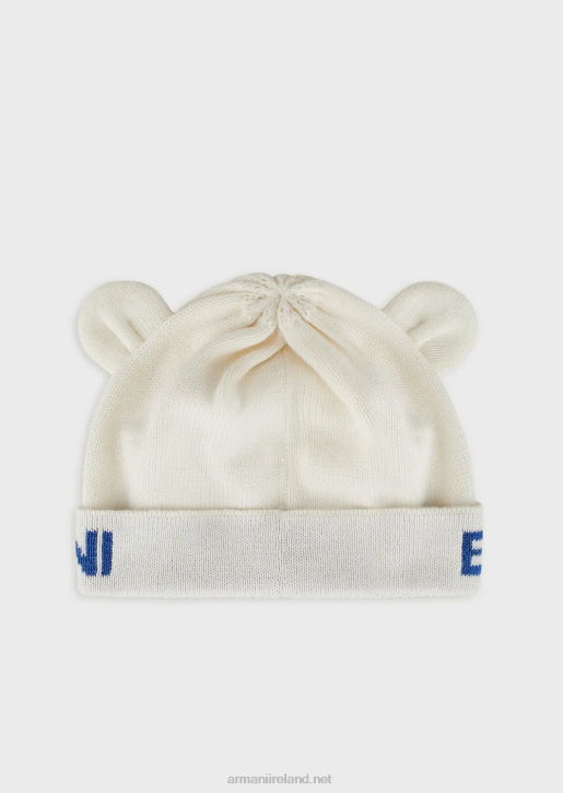 Boy 086V2734 Knit Beanie With Ears And Jacquard Logo Armani