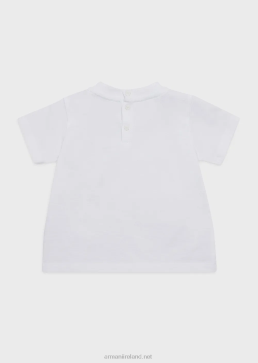 Boy 086V2681 Supima T-Shirt With Essential Logo Patch Armani White
