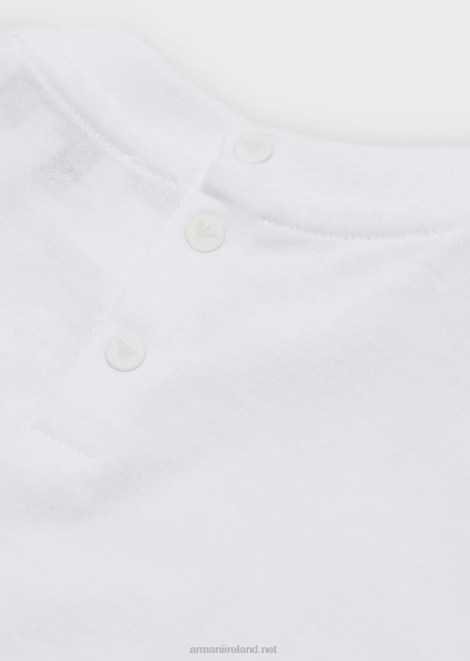 Boy 086V2681 Supima T-Shirt With Essential Logo Patch Armani White