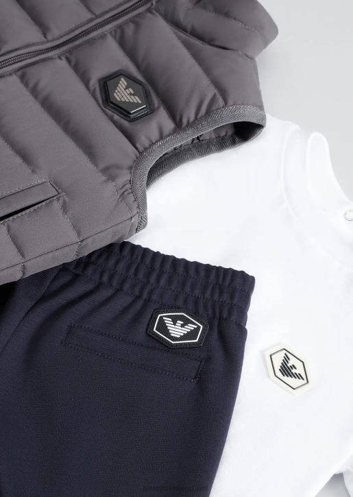 Boy 086V2681 Supima T-Shirt With Essential Logo Patch Armani White