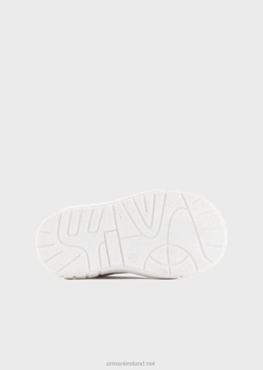 Boy 086V2683 Soft-Leather Sneakers With Wingtip Detail And Velcro Armani White