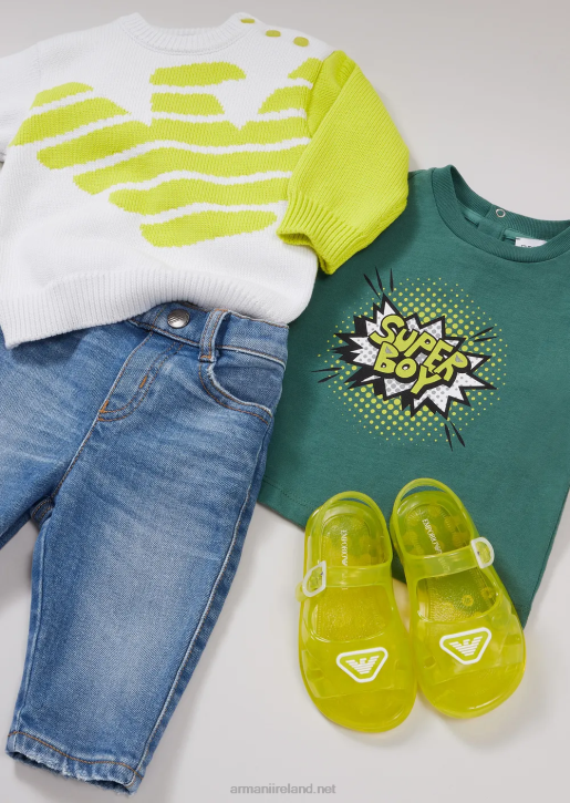 Boy 086V2686 Organic-Jersey T-Shirt With Cartoon Logo Armani Pattern