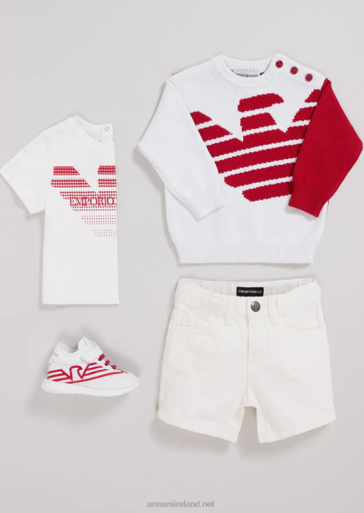 Boy 086V2688 Two-Pack Of Organic Jersey T-Shirts With Eagle Logo Armani White