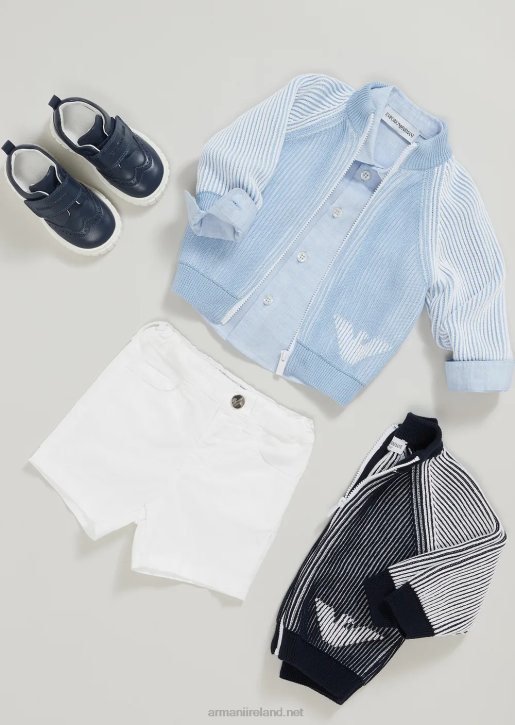 Boy 086V2689 Linen-Blend Shirt With Eagle Embroidery Armani Azure
