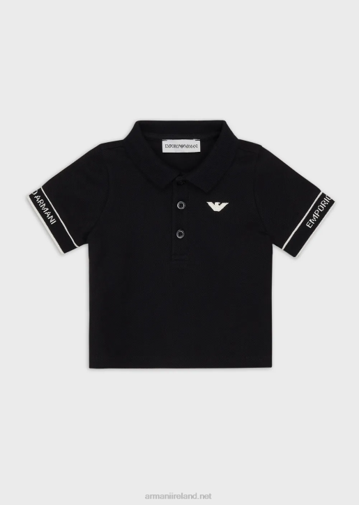 Boy 086V2690 Jersey Polo Shirt With Eagle Embroidery Armani Navy Blue