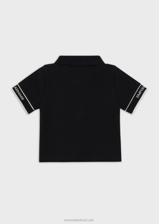 Boy 086V2690 Jersey Polo Shirt With Eagle Embroidery Armani Navy Blue