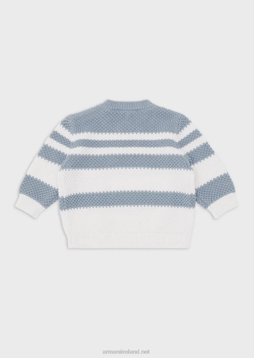 Boy 086V2691 Jumper With Jacquard Stripes And Eagle Embroidery Armani Azure