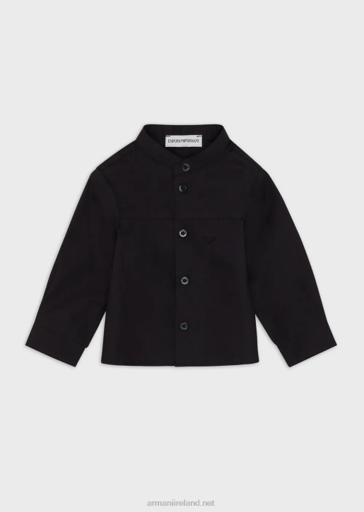Boy 086V2692 Pima Shirt With Guru Collar And Yoke Armani Navy Blue