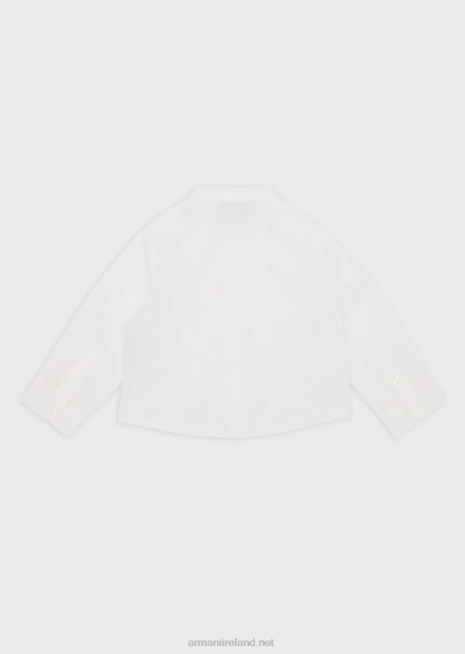 Boy 086V2693 Pima Shirt With Guru Collar And Yoke Armani White
