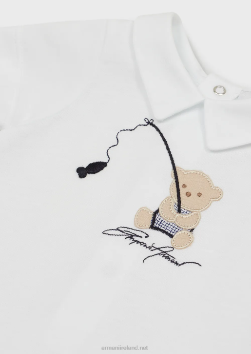 Boy 086V2694 Jersey Romper With Teddy Bear Embroidery Armani Pattern