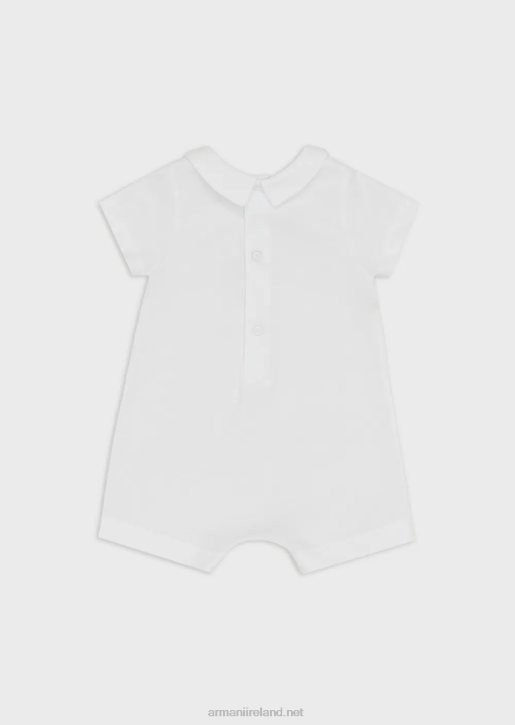 Boy 086V2694 Jersey Romper With Teddy Bear Embroidery Armani Pattern
