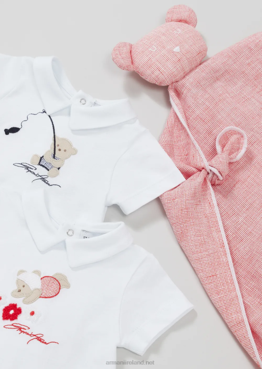 Boy 086V2694 Jersey Romper With Teddy Bear Embroidery Armani Pattern