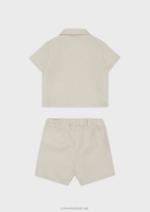 Boy 086V2696 Set Comprising Linen-Blend Board Shorts And Shirt Armani Beige