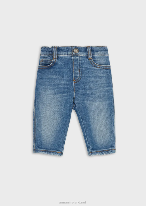 Boy 086V2703 J07 Denim Jeans With Logo Insert At The Waist Armani Light Blue