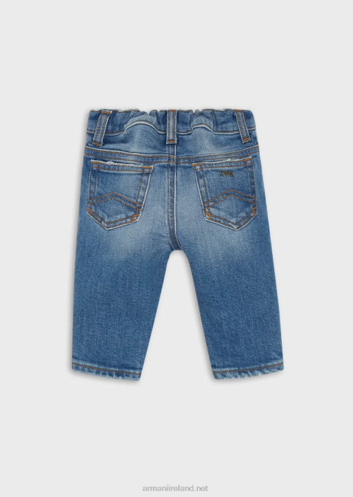 Boy 086V2703 J07 Denim Jeans With Logo Insert At The Waist Armani Light Blue