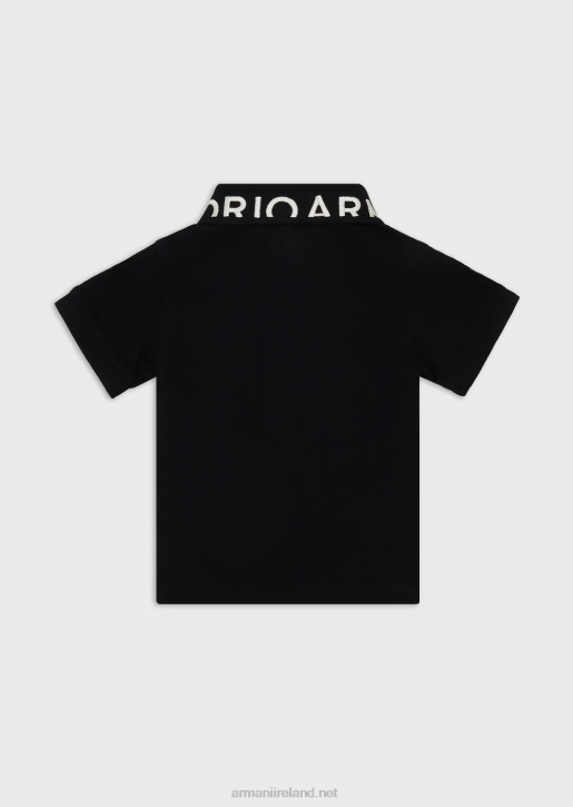Boy 086V2704 Mercerised Pique Polo Shirt With Logo Collar Armani Navy Blue