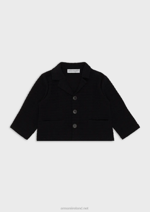 Boy 086V2706 Single-Breasted Jacket In Textured Fabric Armani Navy Blue