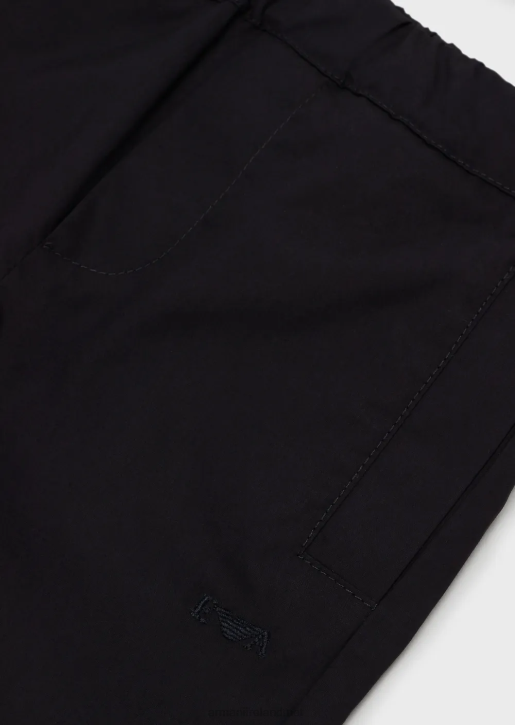 Boy 086V2707 Cotton Trousers With Elasticated Waist Armani Navy Blue
