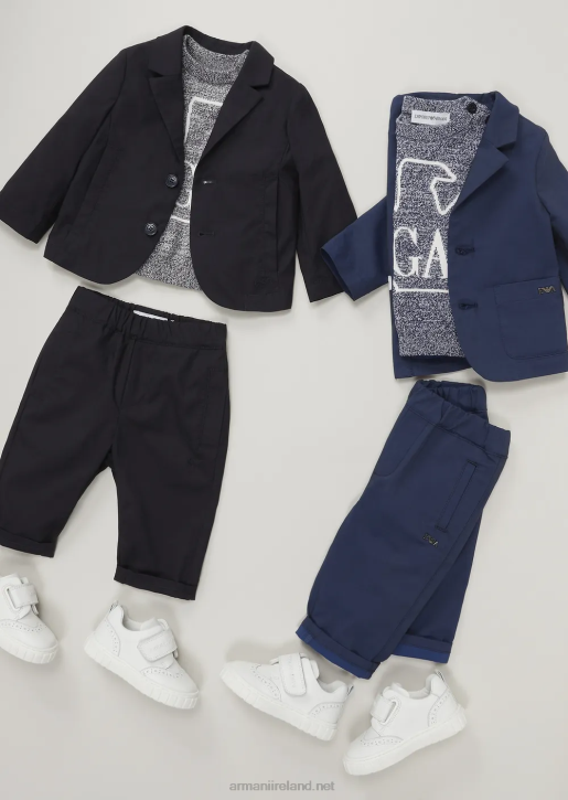 Boy 086V2707 Cotton Trousers With Elasticated Waist Armani Navy Blue