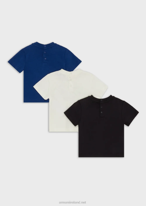 Boy 086V2708 Three-Pack Of Jersey T-Shirts With Logo Print Armani Pattern