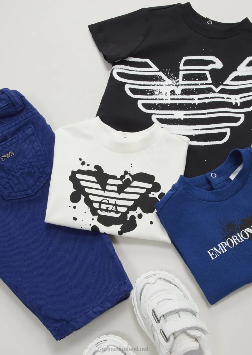 Boy 086V2708 Three-Pack Of Jersey T-Shirts With Logo Print Armani Pattern