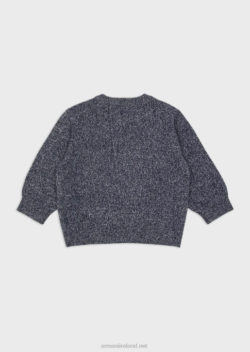 Boy 086V2711 Melange-Weave Jumper With Jacquard Logo Armani Light Gray