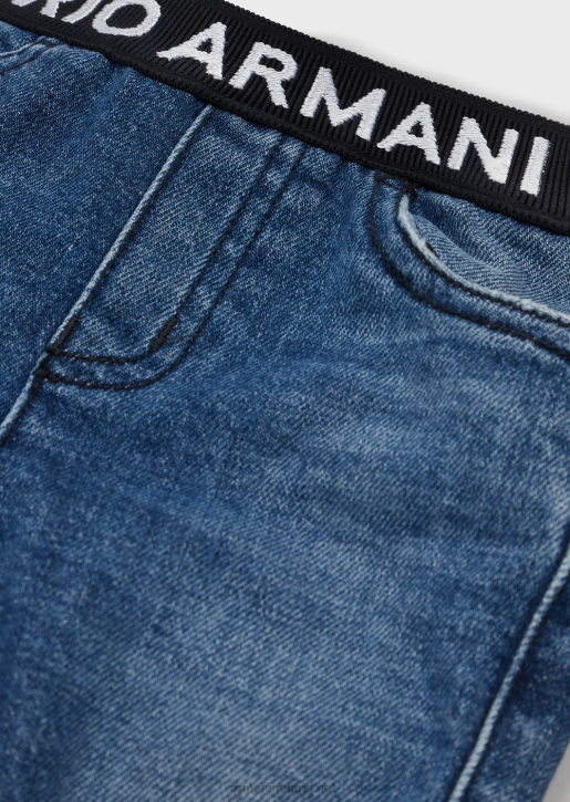 Boy 086V2713 J17 Denim Jeans With Logo Insert At The Waist Armani Medium Blue
