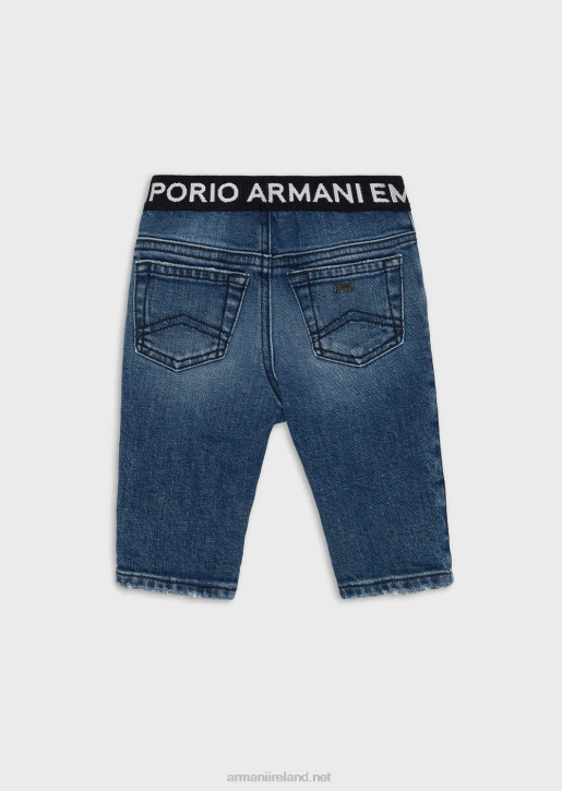 Boy 086V2713 J17 Denim Jeans With Logo Insert At The Waist Armani Medium Blue