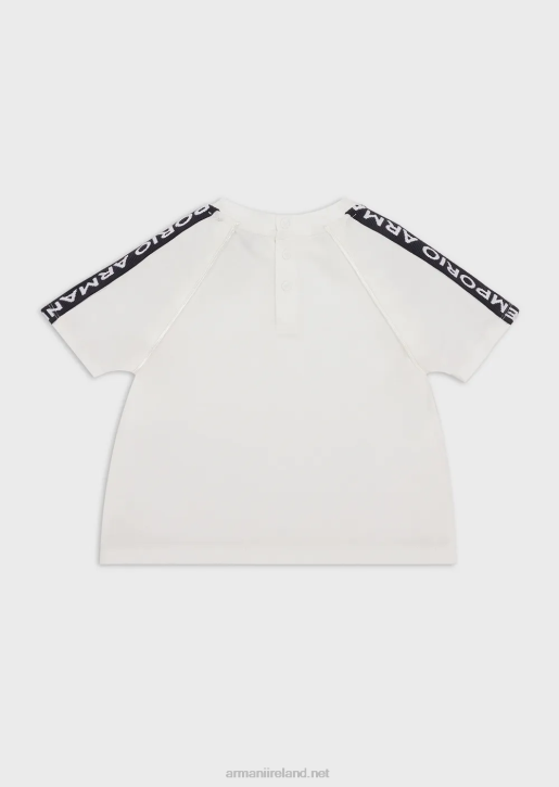Boy 086V2714 Pima-Jersey T-Shirt With Logo Tape Armani White