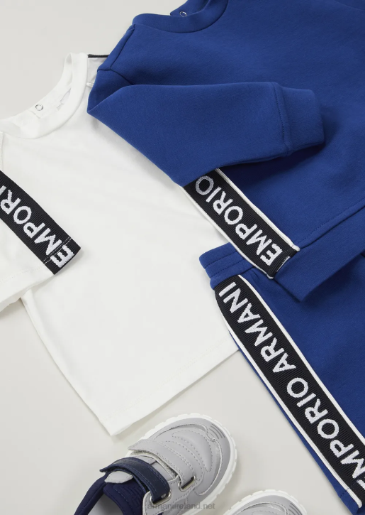 Boy 086V2714 Pima-Jersey T-Shirt With Logo Tape Armani White