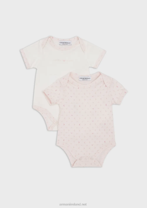 Boy 086V2720 Gift Set Of Two Bodysuits With All-Over Op-Art Eagle Armani