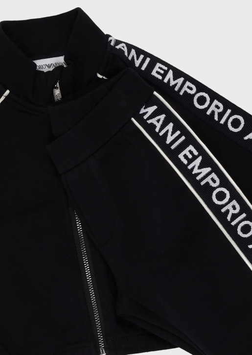 Boy 086V2725 Double-Jersey Full-Zip Tracksuit With Logo Tape Armani Navy Blue