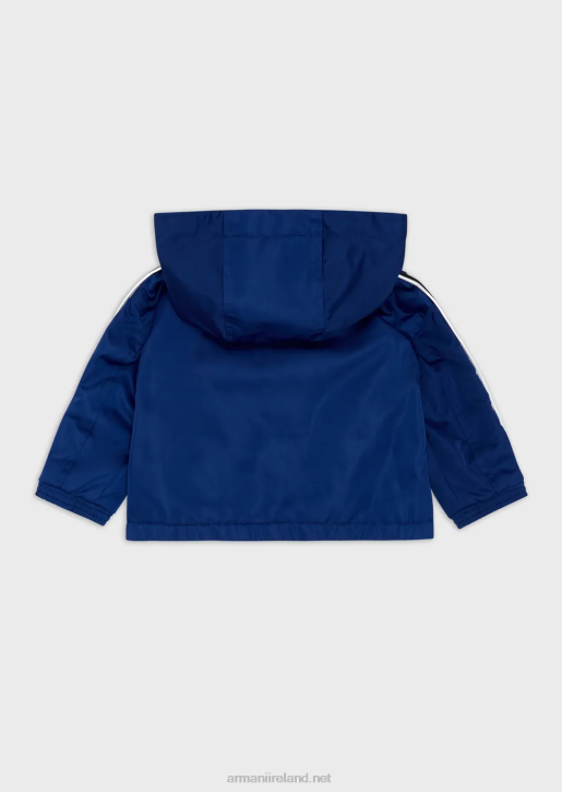 Boy 086V2728 Hooded, Water-Repellent, Recycled Nylon Blouson With Logo Tape Armani