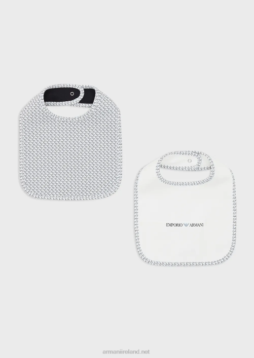 Girl 086V2624 Set Of Two Bibs With Op-Art Eagles Armani Azure