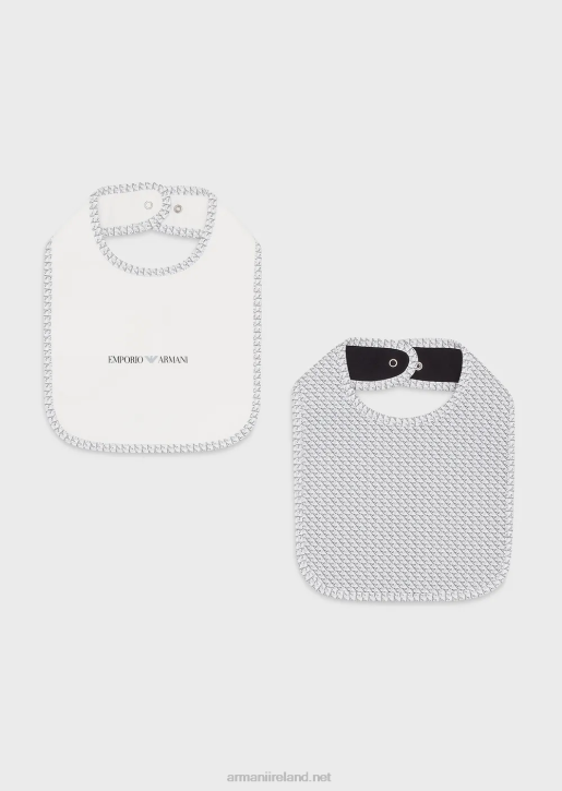 Girl 086V2626 Set Of Two Bibs With Op-Art Eagles Armani