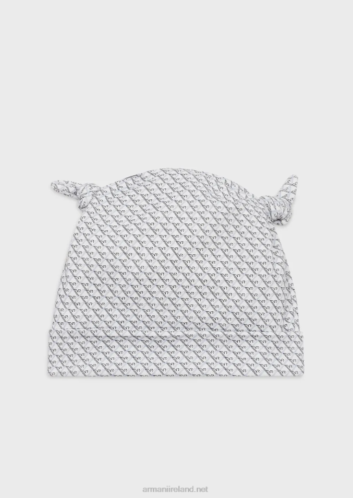 Girl 086V2627 Knotted Beanie With Op-Art Eagles Armani White