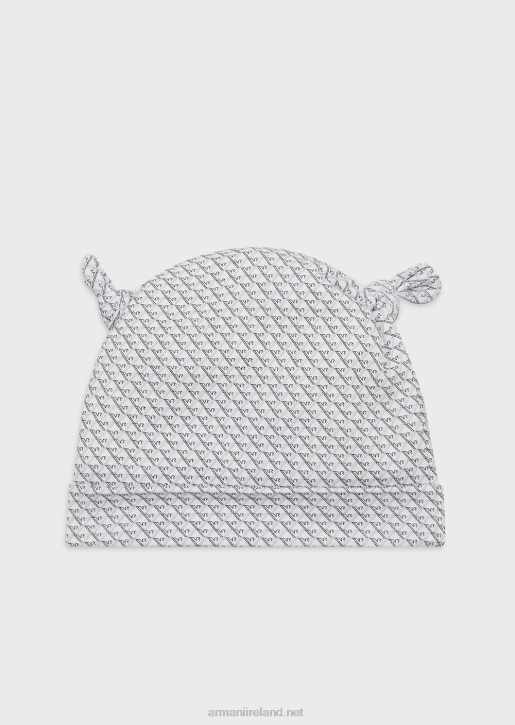 Girl 086V2627 Knotted Beanie With Op-Art Eagles Armani White