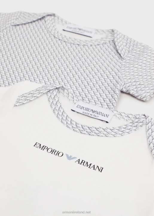 Girl 086V2634 Gift Set Of Two Bodysuits With All-Over Op-Art Eagle Armani