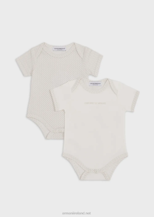 Girl 086V2635 Gift Set Of Two Bodysuits With All-Over Op-Art Eagle Armani