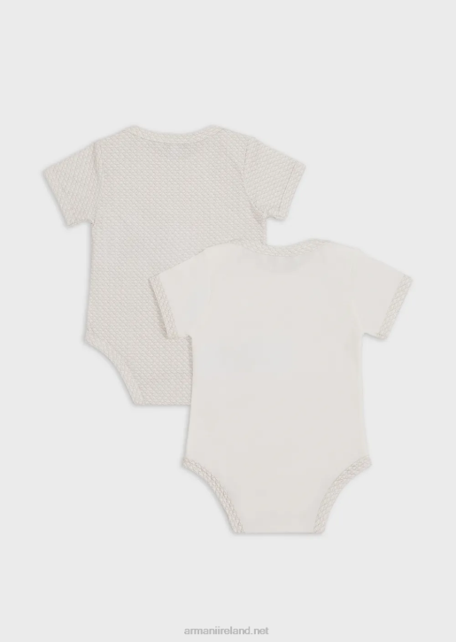 Girl 086V2635 Gift Set Of Two Bodysuits With All-Over Op-Art Eagle Armani