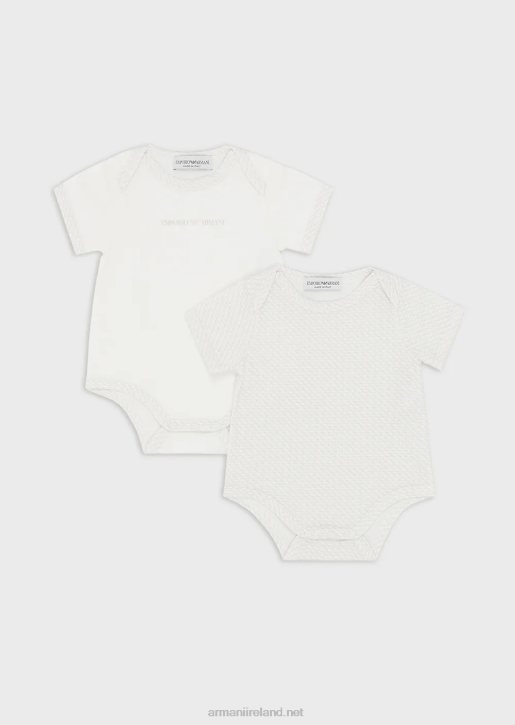 Girl 086V2636 Gift Set Of Two Bodysuits With All-Over Op-Art Eagle Armani