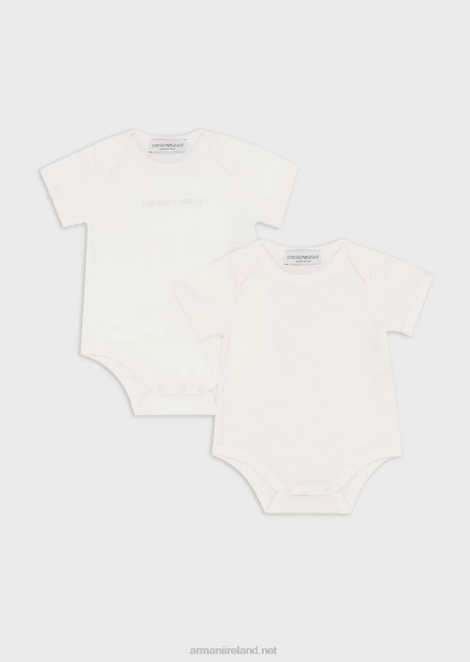 Girl 086V2637 Gift Set Of Two Bodysuits With All-Over Op-Art Eagle Armani Pink