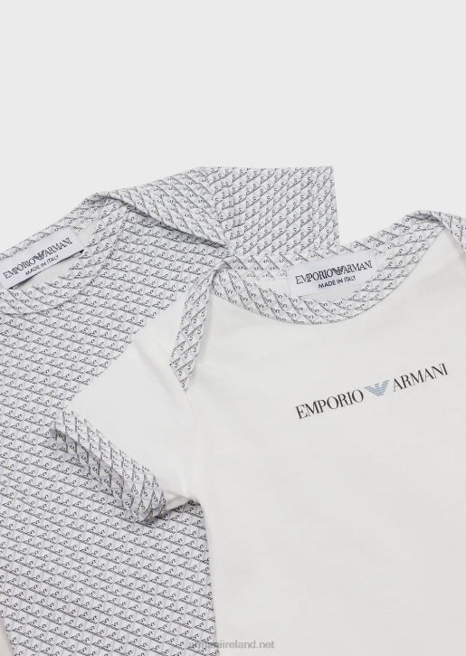 Girl 086V2638 Gift Set Of Two Bodysuits With All-Over Op-Art Eagle Armani