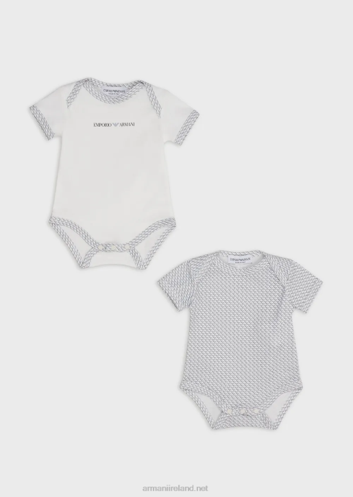 Girl 086V2638 Gift Set Of Two Bodysuits With All-Over Op-Art Eagle Armani