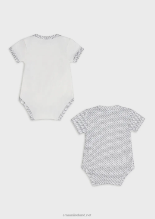 Girl 086V2638 Gift Set Of Two Bodysuits With All-Over Op-Art Eagle Armani