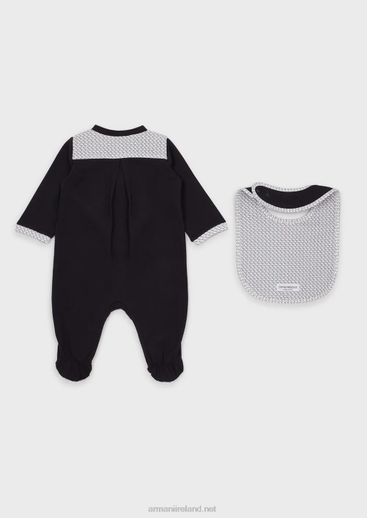 Girl 086V2641 Gift Set Consisting Of An Op-Art Eagle Bib And Onesie Armani Azure