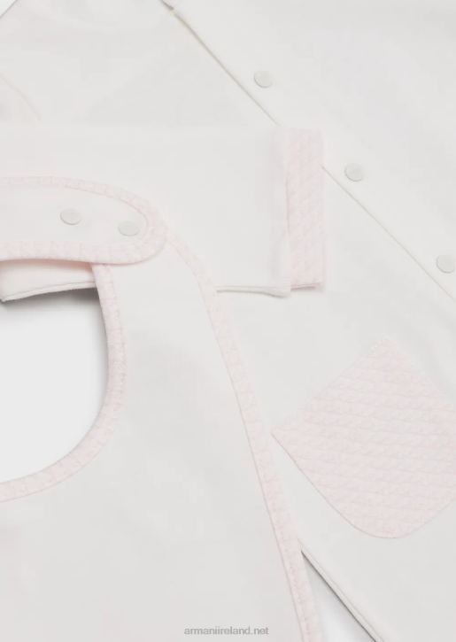 Girl 086V2643 Gift Set Consisting Of An Op-Art Eagle Bib And Onesie Armani Pink