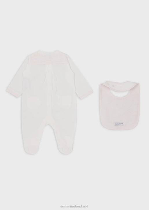 Girl 086V2643 Gift Set Consisting Of An Op-Art Eagle Bib And Onesie Armani Pink
