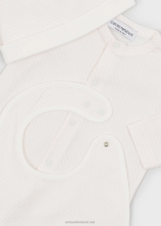 Girl 086V2647 Gift Set Consisting Of Op-Art Eagle Booties, Bib, Onesie And Beanie Armani