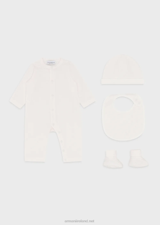 Girl 086V2647 Gift Set Consisting Of Op-Art Eagle Booties, Bib, Onesie And Beanie Armani